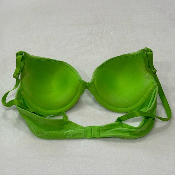 LILY OF FRANCE Floral Push Up Demi Bra - bright green, size 36B - Picture 4 of 7